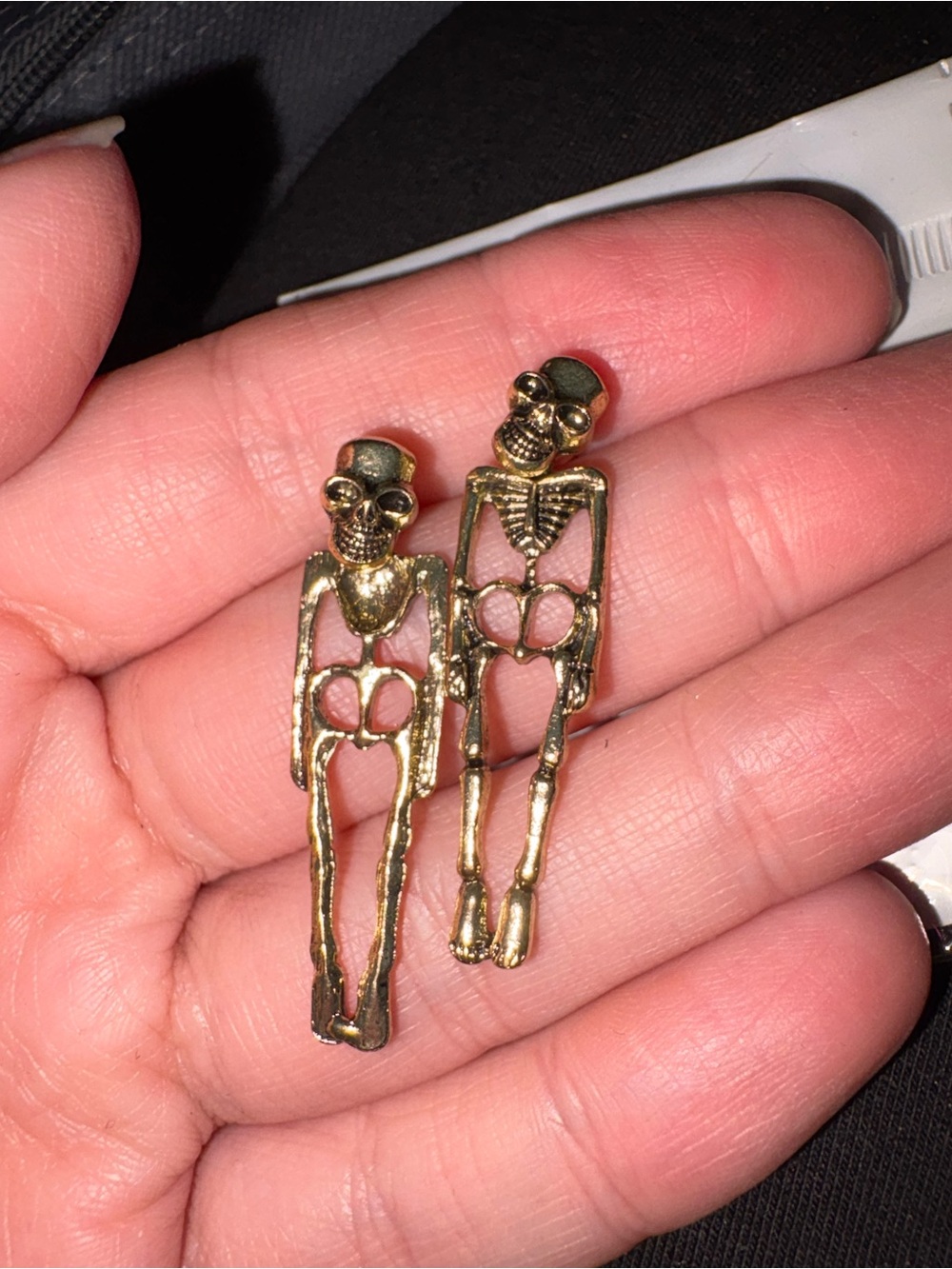Gold Skeleton Drop Earrings - Women's Fashion Jewelry